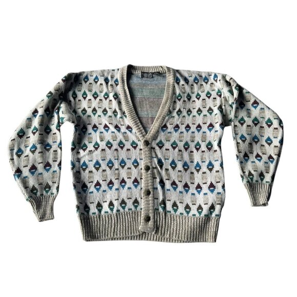 Vintage Design Crew Men's Size Medium Grandpa Geometric Cardigan Sweater - Picture 9 of 9